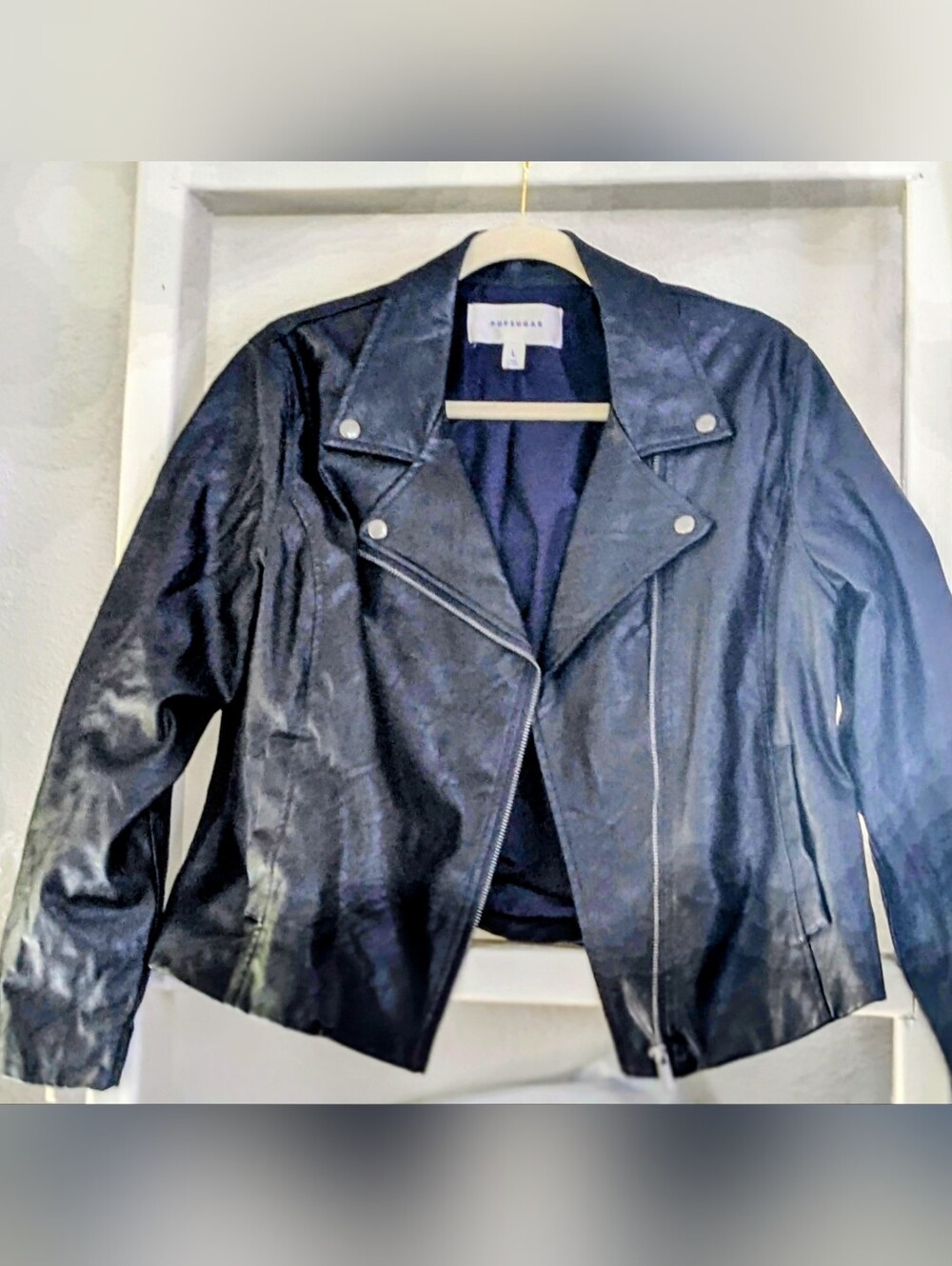 POPSUGAR Women's Dark navy blue Moto Jacket sz L